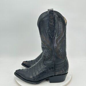 Cuadra Women 8 Men 6  Black Alligator Leather Pointed Toe Pull On Western Boot